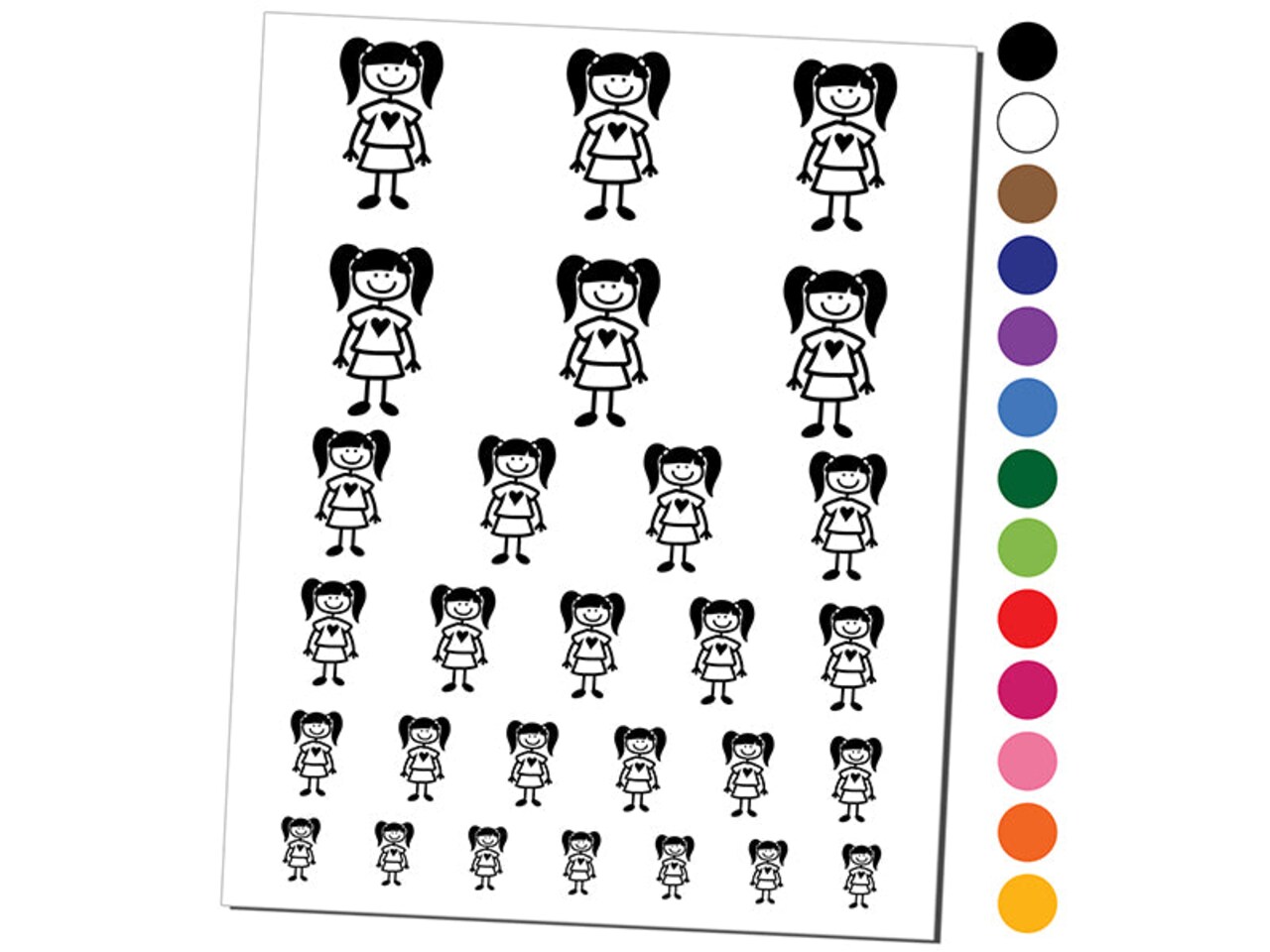 Stick Figure Girl Daughter Temporary Tattoo Water Resistant Fake Body Art Set Collection